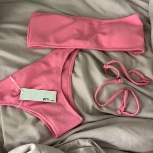 pink bandeau bikini set